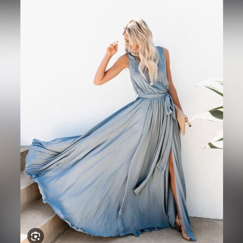 VICI Diana Powder Blue Faux Wrap Maxi Dress Size Small